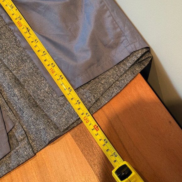 Grey Wool Midi Dress w/ White Lace-up Front Detail & a Back Slit Below the Knee - Picture 16 of 16